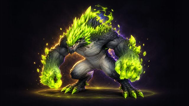 Atroxus, a crystal-spiked beast, boss of Voidscar Arena