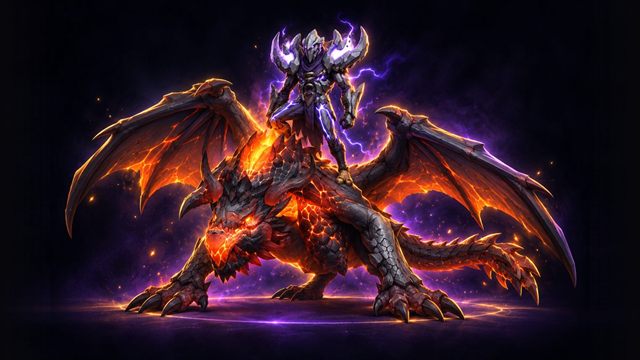 Kyrakka with Erkhart Stormvein on her back, final bosses of Ruby Life Pools