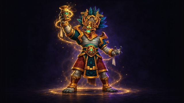 Mchimba the Embalmer, a masked troll priest, boss of Kings' Rest