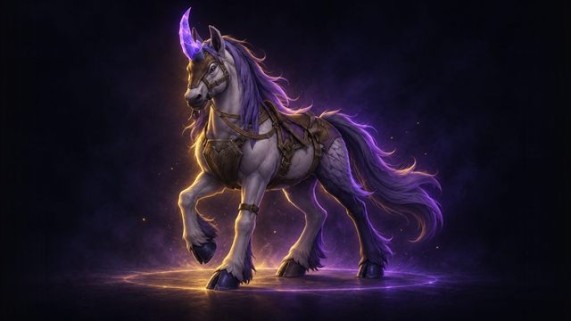 Dauntless Duskrunner, a horned runner mount from Bastion