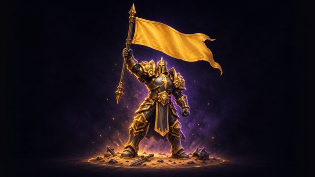 Gladiator raising a victory pennant in the arena