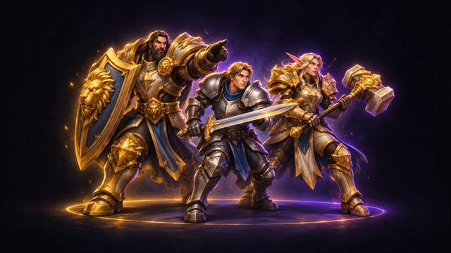 Player fighting beside two veteran gladiators