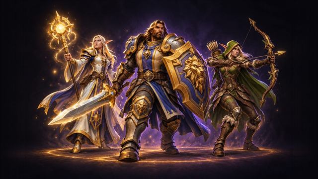 Party of three adventurers in a dungeon corridor